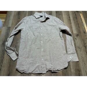 Banana Republic Shirt Mens Large White Brown Checkered Button Up Long Sleeve BR